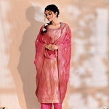 Bright Pink Tissue Silk Banarasi Kurta Set