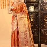 Burnished Amber Gold Butti Kanjivaram Tissue Saree