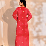 Bright Pink Tissue Silk Embroidered Indo-Western Set