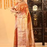 Burnished Amber Gold Butti Kanjivaram Tissue Saree