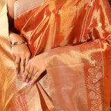 Burnished Amber Gold Butti Kanjivaram Tissue Saree