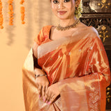 Burnished Amber Gold Butti Kanjivaram Tissue Saree