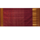 Maroon With Striped Gold And Silver Zari Kanjivaram Silk Saree