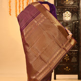 Purple Micro Checked Butti Kanjivaram Silk Saree