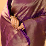 Royal Purple With Gold Zari Butti Kanjivaram Tissue Saree