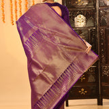 Royal Purple With Gold Zari Butti Kanjivaram Tissue Saree