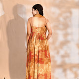 Earthy Orange Georgette Floral Anarkali Set