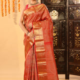 Rust Orange Patchwork Kanjivaram Silk Saree