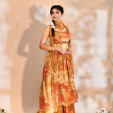 Earthy Orange Georgette Floral Anarkali Set