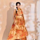 Earthy Orange Georgette Floral Anarkali Set
