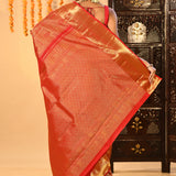 Rust Orange Patchwork Kanjivaram Silk Saree