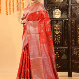 Red Floral Jaal Kanjivaram Silk Saree