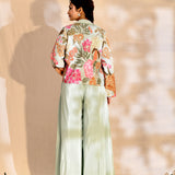 Pastel Tissue Silk Floral Indo-Western Set