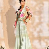 Pastel Tissue Silk Floral Indo-Western Set