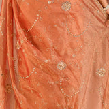 Sunset Amber Floral Jaal Tissue Embroidery Saree