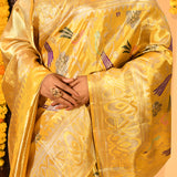 Golden Marigold Meenakari Floral Tissue Kanjivaram Saree