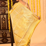 Golden Marigold Meenakari Floral Tissue Kanjivaram Saree