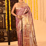 Royal Amethyst Floral Brocade Kanjivaram Tissue Saree