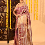 Royal Amethyst Floral Brocade Kanjivaram Tissue Saree