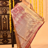 Royal Amethyst Floral Brocade Kanjivaram Tissue Saree