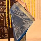 Royal Sapphire Silver Zari Kanjivaram Tissue Saree