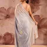 Misty Sapphire Embroidered Silk Blend Saree