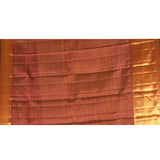 Bronze Gold Textured Butti And Checks Kanjivaram Tissue Saree