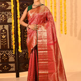 Copper Red Brocade Kanjivaram Silk Saree