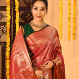 Copper Red Brocade Kanjivaram Silk Saree