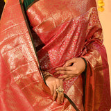 Copper Red Brocade Kanjivaram Silk Saree