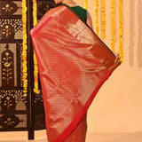 Copper Red Brocade Kanjivaram Silk Saree