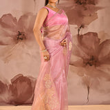 Blush Orchid Floral Organza Saree