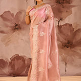 Powder Pink Elephant Motifs Embroidery Saree