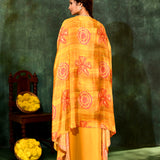 Bright Yellow Crepe Silk Embroidered Indo-Western Set