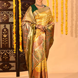 Mustard Yellow Tissue Kanjivaram Silk Saree