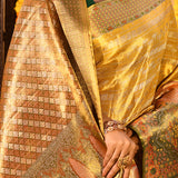 Mustard Yellow Tissue Kanjivaram Silk Saree