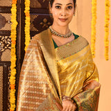 Mustard Yellow Tissue Kanjivaram Silk Saree