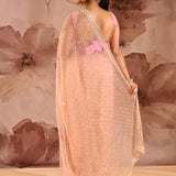 Apricot Mist Floral Jaal Organza Embrodiery Saree