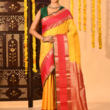 Yellow & Red Traditional Kanjivaram Silk Saree