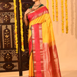 Yellow & Red Traditional Kanjivaram Silk Saree