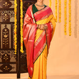 Yellow & Red Traditional Kanjivaram Silk Saree