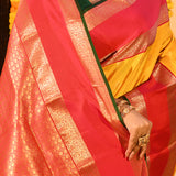 Yellow & Red Traditional Kanjivaram Silk Saree