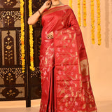 Crimson Red With All Over Bird Motif Kanjivaram Silk Saree