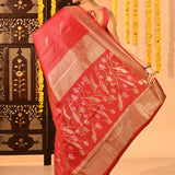 Crimson Red With All Over Bird Motif Kanjivaram Silk Saree