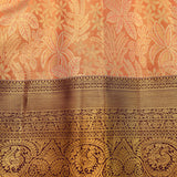 Peach & Dark Plum Contrast Kanjivaram Silk Saree
