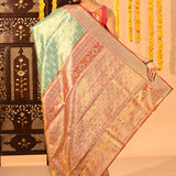 Mint Green Floral Jaal Kanjivaram Tissue Saree