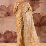 Champagne Gold Tissue Embrodiery Designer Saree