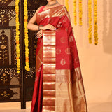 Ruby Royale Gold Zari Butta Kanjivaram Silk Saree