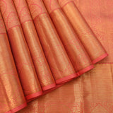 Coral Pink & Gold Kanjivaram Silk Saree