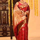 Ruby Royale Gold Zari Butta Kanjivaram Silk Saree